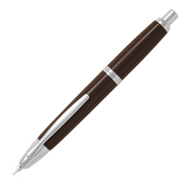 Pilot Capless Rhodium Trim Brown Fountain Pen - Medium Nib - KSGILLS.com | The Writing Instruments Expert