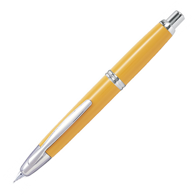 Pilot Capless Rhodium Trim Yellow Fountain Pen - Medium Nib - KSGILLS.com | The Writing Instruments Expert
