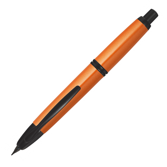 Pilot Capless Trend Metallic Black Matte Trim Fountain Pen Orange - KSGILLS.com | The Writing Instruments Expert