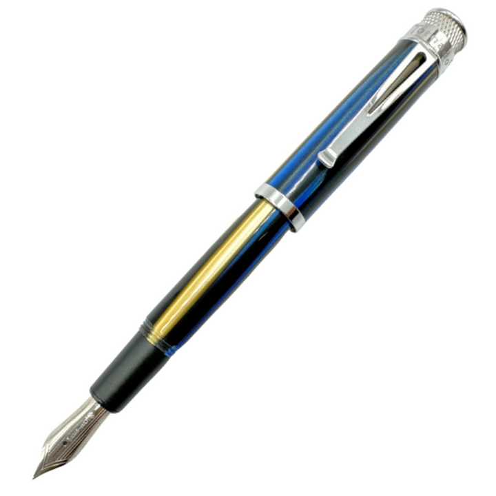 Retro 51 Tornado Fountain Pen - Blue Yellow Stripes (USA Classic Edition) - KSGILLS.com | The Writing Instruments Expert