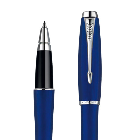 Parker Urban Fashion Rollerball Pen - Bay City Blue Lacquer Chrome Trim - Refill Black Medium (M) - KSGILLS.com | The Writing Instruments Expert