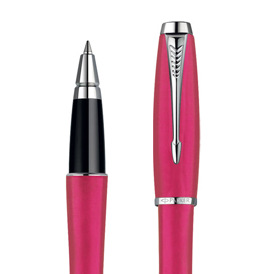 Parker Urban Fashion Rollerball Pen - Pink Lacquer Chrome Trim - Refill Black Fine (F) - KSGILLS.com | The Writing Instruments Expert