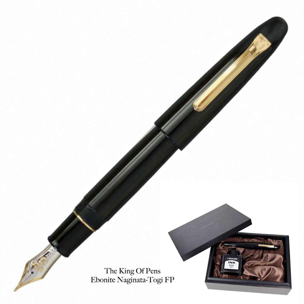 Sailor 1911 KOP Naginata Ebonite Black Gold Trim Fountain Pen - KSGILLS.com | The Writing Instruments Expert