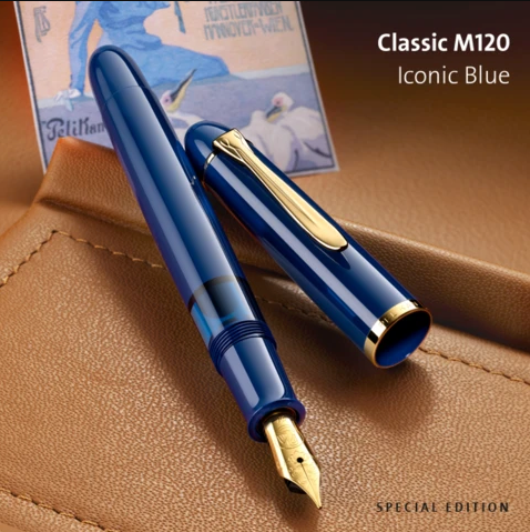 Pelikan M120 Fountain Pen Iconic Blue Gold Trim Special Edition