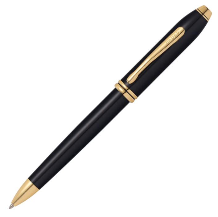 Cross Townsend Ballpoint Pen - Black Lacquer Gold Trim - KSGILLS.com | The Writing Instruments Expert