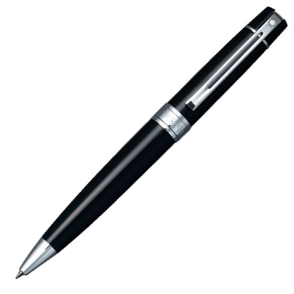 Sheaffer 300 Ballpoint Pen - Black Chrome Trim Glossy Lacquer - KSGILLS.com | The Writing Instruments Expert