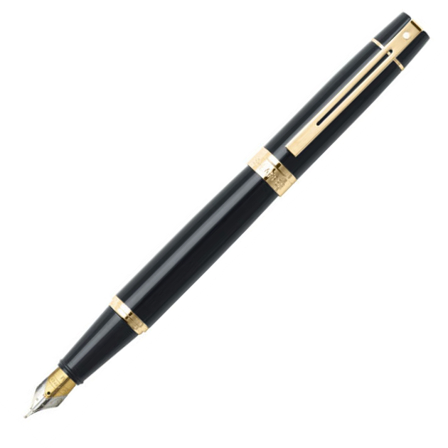 Sheaffer 300 Fountain Pen SET - Black Gold Trim Glossy Lacquer - KSGILLS.com | The Writing Instruments Expert