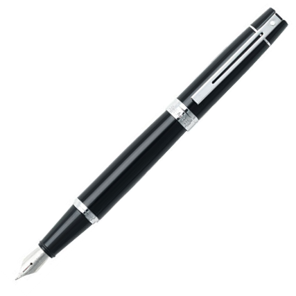 Sheaffer 300 Fountain Pen SET - Black Chrome Trim Glossy Lacquer - KSGILLS.com | The Writing Instruments Expert