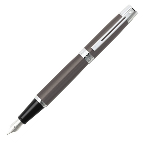 Sheaffer 300 Fountain Pen Set - Glossy Brown Grey Chrome Trim - KSGILLS.com | The Writing Instruments Expert