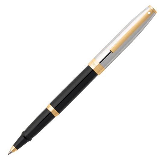 Sheaffer Sagaris Rollerball Pen - Black Chrome Cap Gold Trim - KSGILLS.com | The Writing Instruments Expert