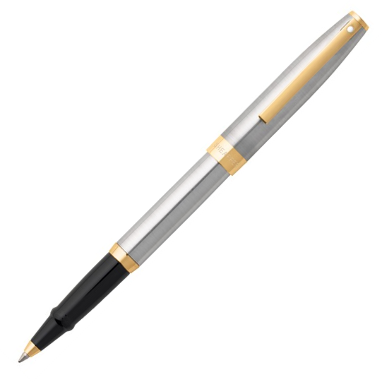 Sheaffer Sagaris Rollerball Pen - Brushed Chrome Gold Trim - KSGILLS.com | The Writing Instruments Expert