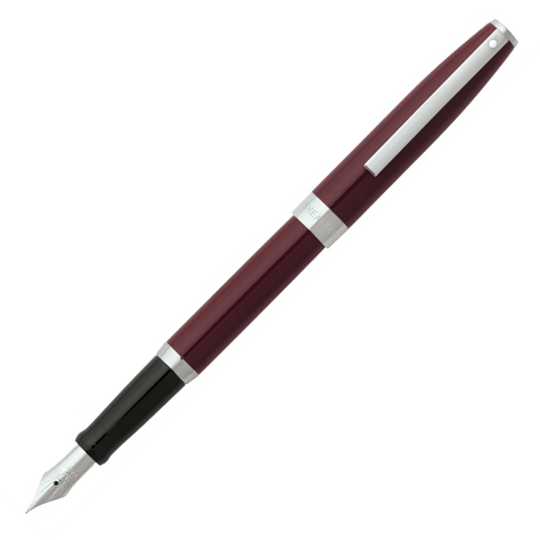 Sheaffer Sagaris Fountain Pen Set - Shiny Maroon Lacquer Chrome Trim - KSGILLS.com | The Writing Instruments Expert