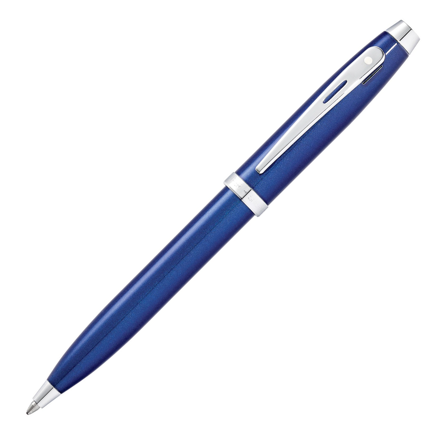 Sheaffer 100 Ballpoint Pen - Glossy Blue Lacquer Chrome Trim - KSGILLS.com | The Writing Instruments Expert