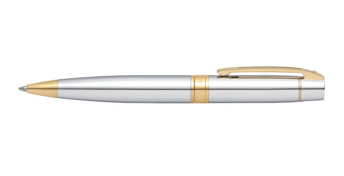 Sheaffer 300 Ballpoint Pen - Chrome Gold Trim (Glossy Shinny) - KSGILLS.com | The Writing Instruments Expert