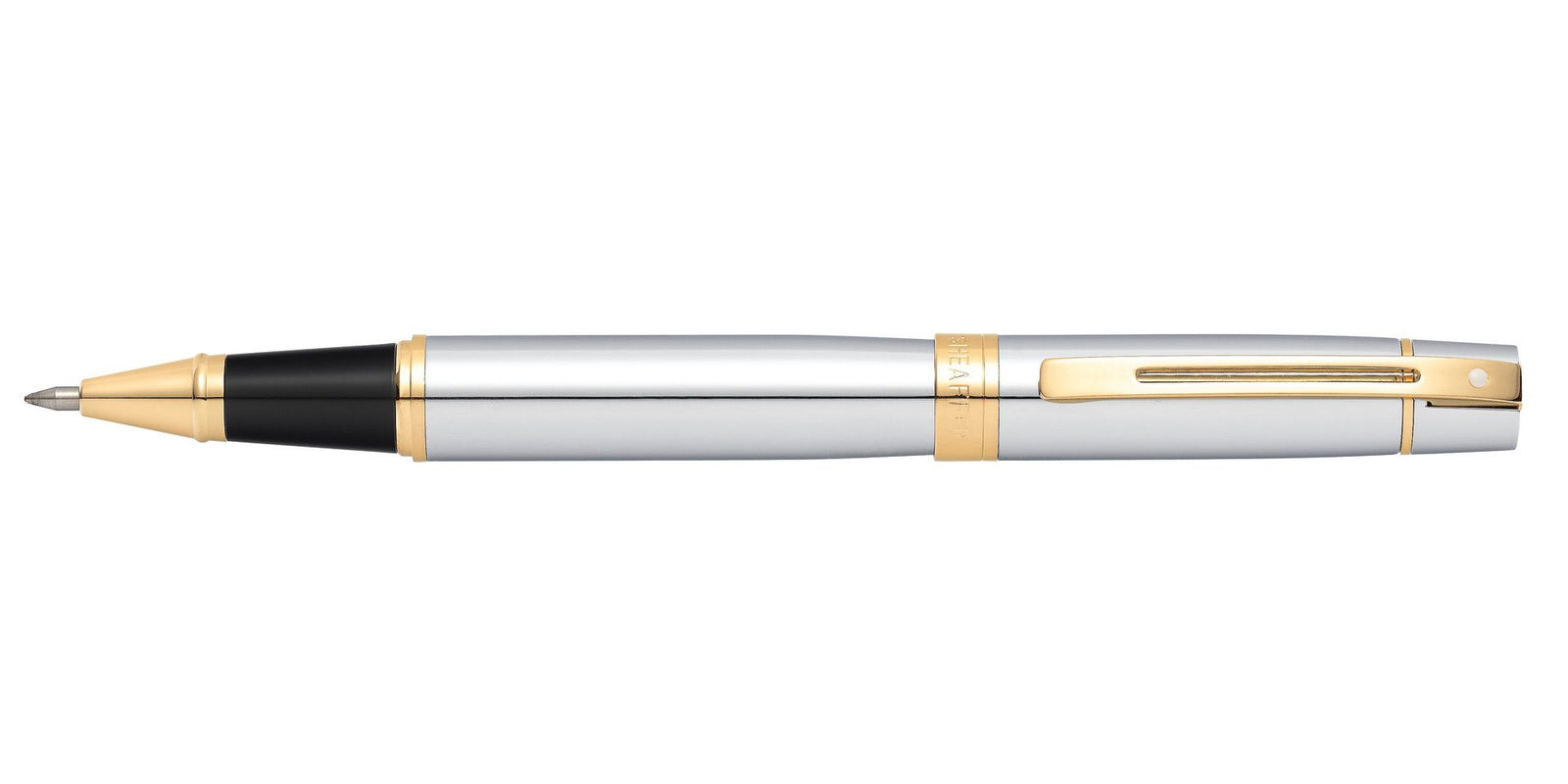 Sheaffer 300 Rollerball Pen - Chrome Gold Trim (Glossy Shinny) - KSGILLS.com | The Writing Instruments Expert