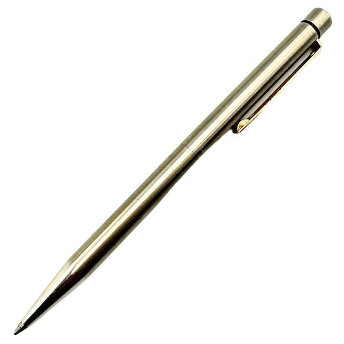Sheaffer Targa Slimline Ballpoint Pen - Brushed Steel Gold Trim (USA Classic Edition) - KSGILLS.com | The Writing Instruments Expert