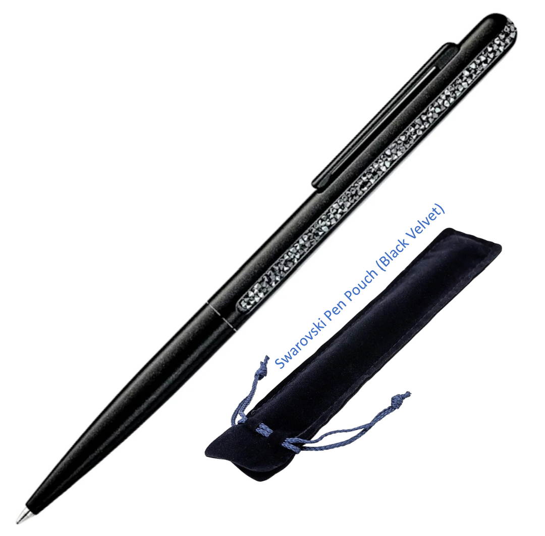 Swarovski Crystal Shimmer Ballpoint Pen - Black Chrome Trim (with LASER Engraving)