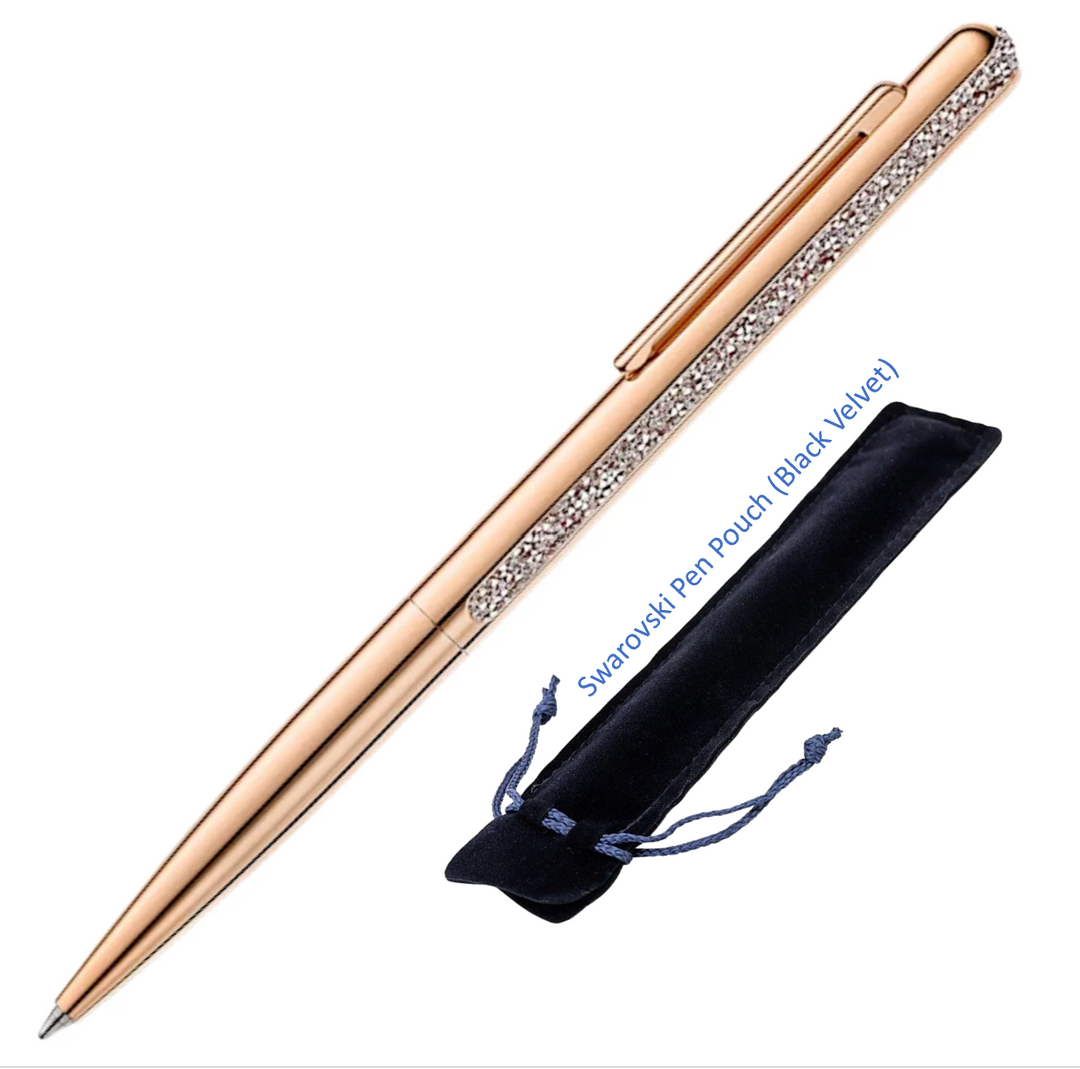 Swarovski Crystal Shimmer Ballpoint Pen - Rose Gold Trim (with LASER Engraving) - KSGILLS.com | The Writing Instruments Expert