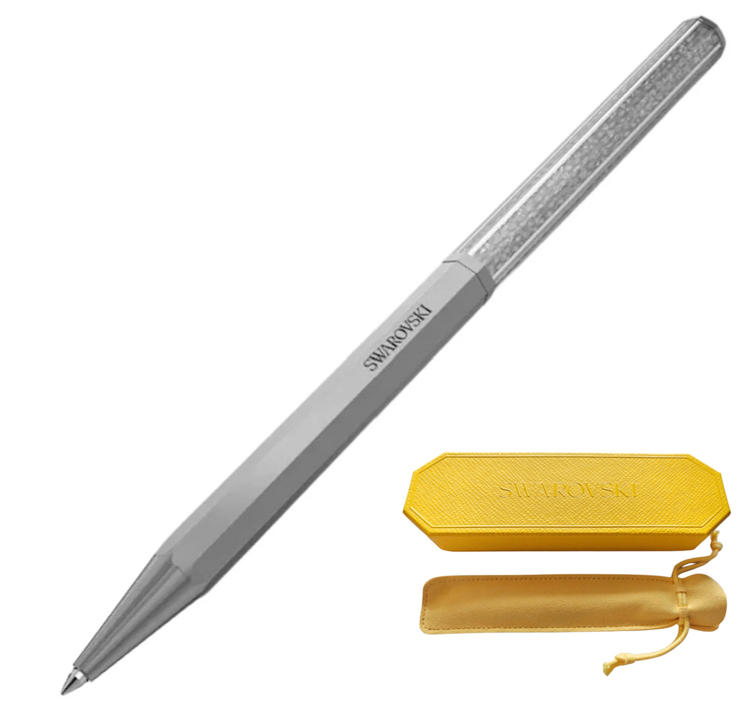 Swarovski Crystalline Octagon Ballpoint Pen - Grey Chrome Trim (with LASER Engraving) - KSGILLS.com | The Writing Instruments Expert