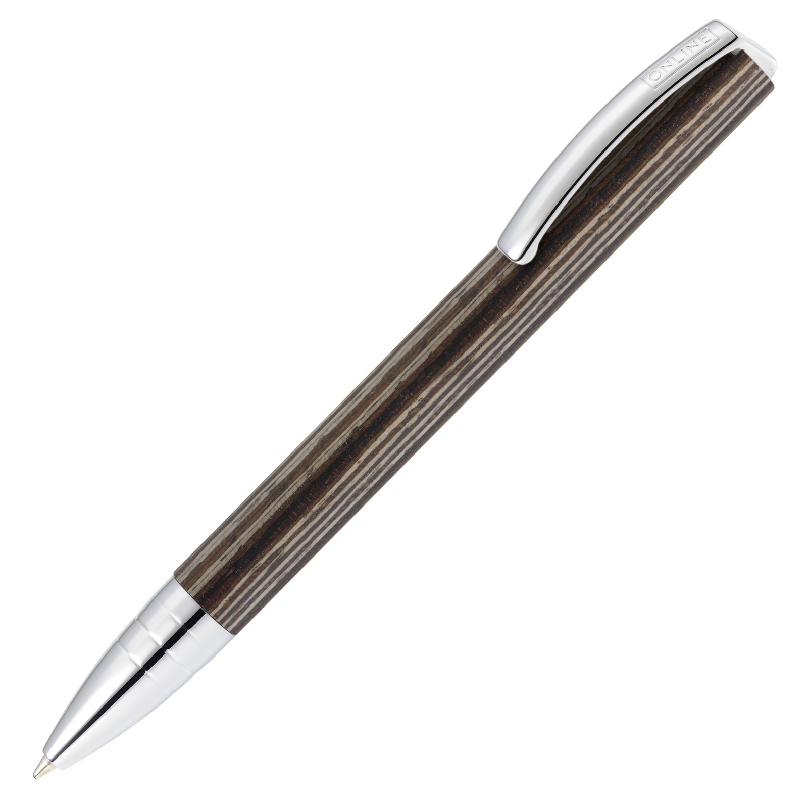 ONLINE Vision Nature Ballpoint Pen - African Maroon Brown Wood Chrome Trim - KSGILLS.com | The Writing Instruments Expert