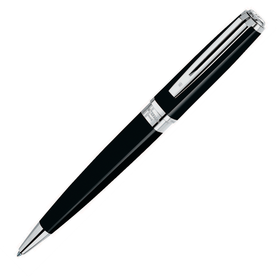 Waterman Exception Slim Black Lacquer Silver Plated Ballpoint Pen - KSGILLS.com | The Writing Instruments Expert