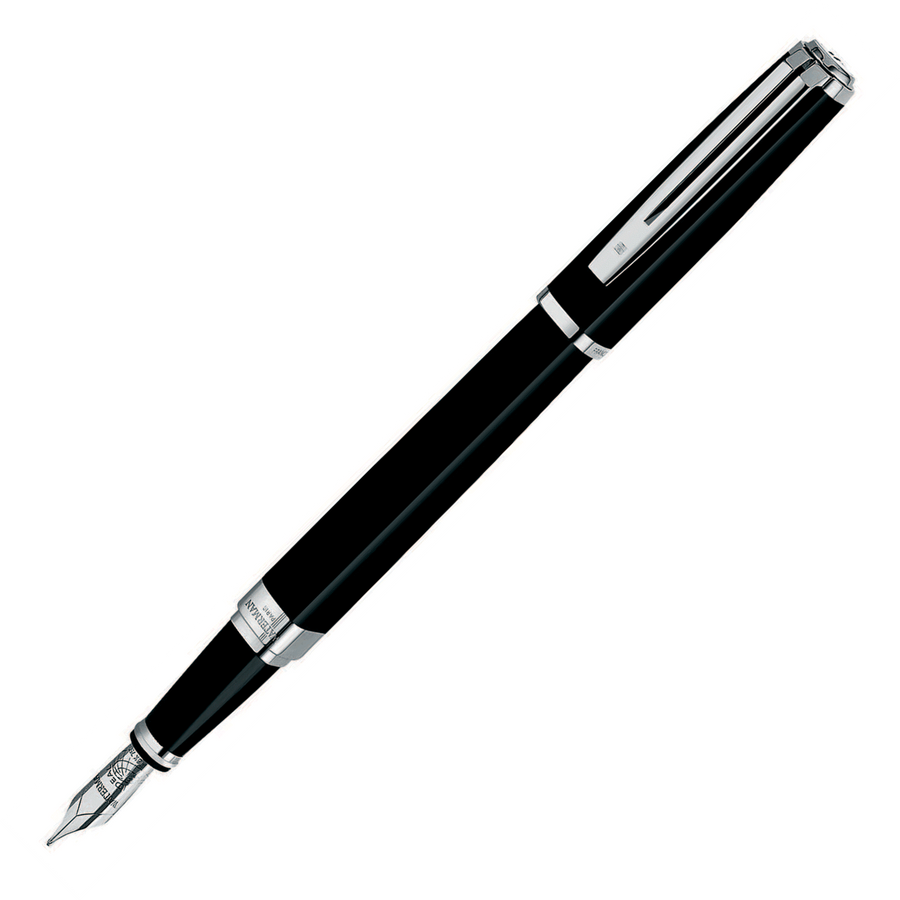 Waterman Exception Slim Black Lacquer Silver Plated Fountain Pen - KSGILLS.com | The Writing Instruments Expert