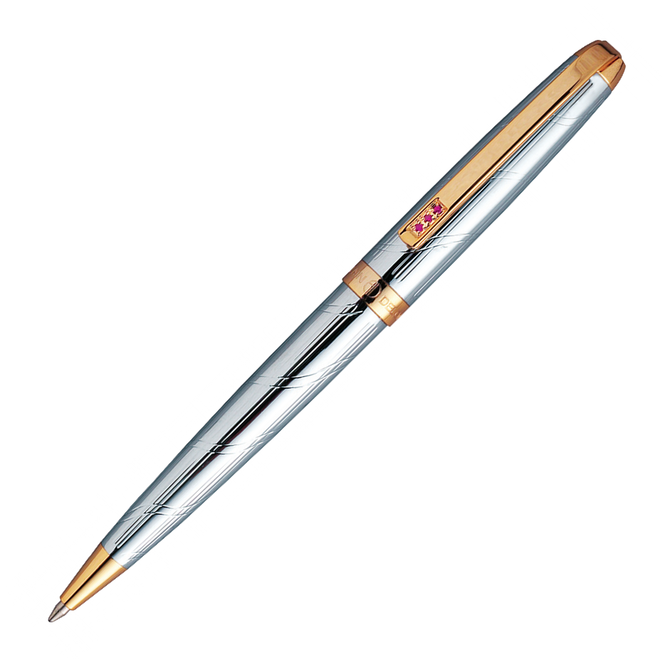Alain Delon Monarch Chrome Plate with 22K Gold Trim Ballpoint Pen - KSGILLS.com | The Writing Instruments Expert
