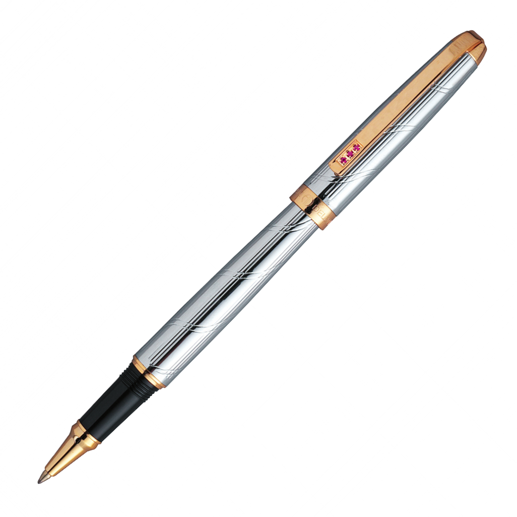 Alain Delon Monarch Chrome Plate with 22K Gold Trim Rollerball Pen - KSGILLS.com | The Writing Instruments Expert