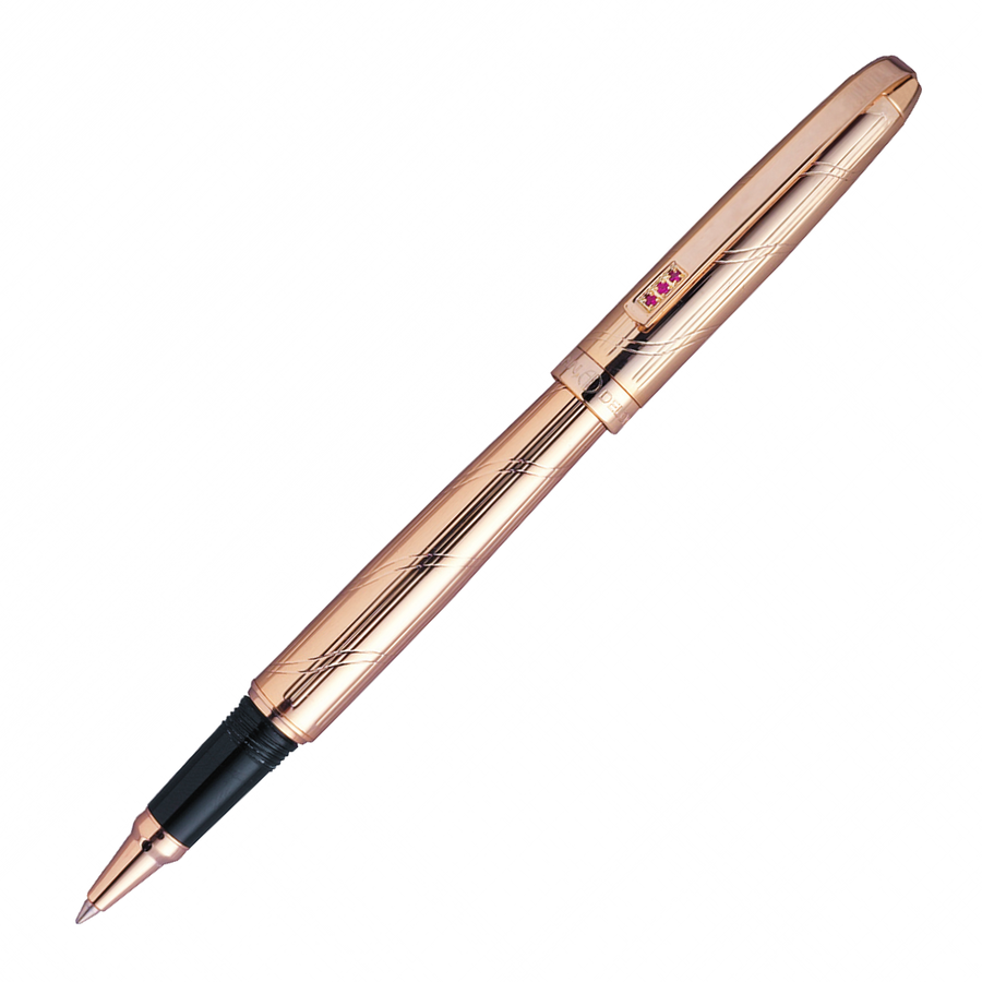Alain Delon Monarch Rose Gold Plate Rollerball Pen - KSGILLS.com | The Writing Instruments Expert