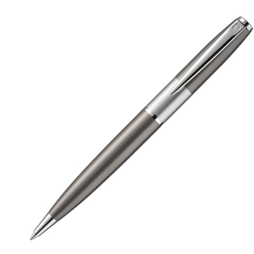 Pierre Cardin Rex-V Ballpoint Pen - Grey Gun Metal Titanium Chrome Trim (with LASER Engraving) - KSGILLS.com | The Writing Instruments Expert