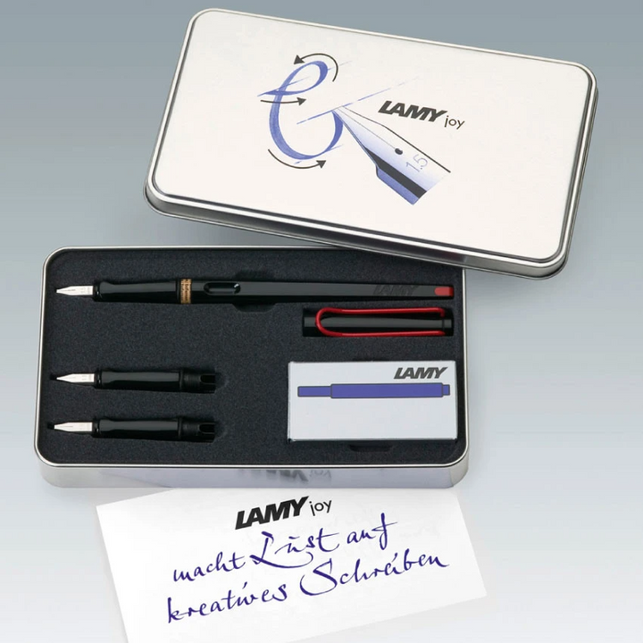 Lamy Joy SET Calligraphy Fountain Pen - Black Al Silver SET - KSGILLS.com | The Writing Instruments Expert