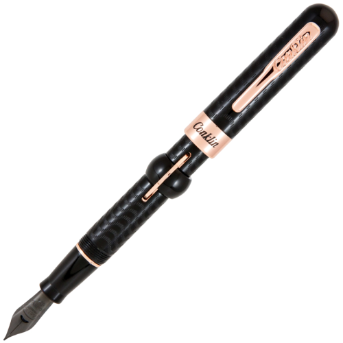 Conklin Mark Twain Crescent Filler Fountain Pen - Black w/ Rose Gold Trim - KSGILLS.com | The Writing Instruments Expert