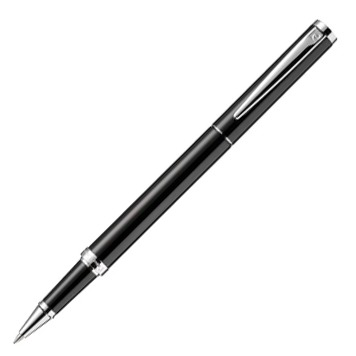 Pierre Cardin Aurora Rollerball Pen - Black Chrome Trim (with LASER En ...