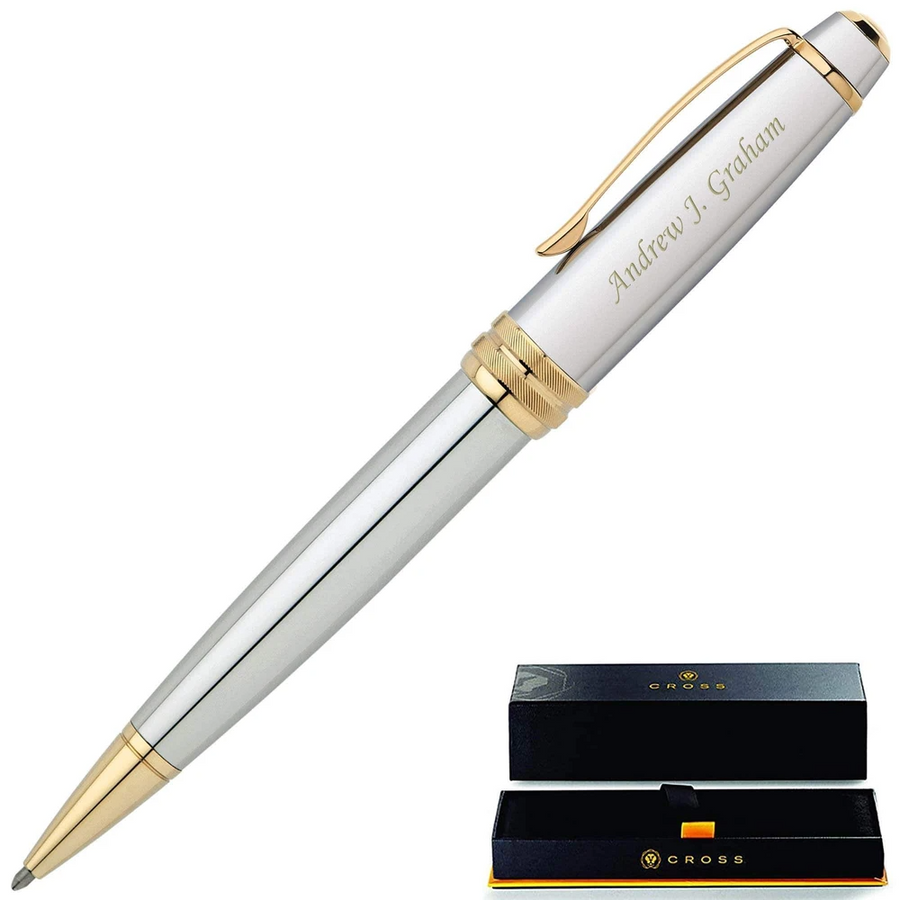 Cross Bailey Ballpoint Pen - Medalist Chrome Gold Trim - KSGILLS.com | The Writing Instruments Expert