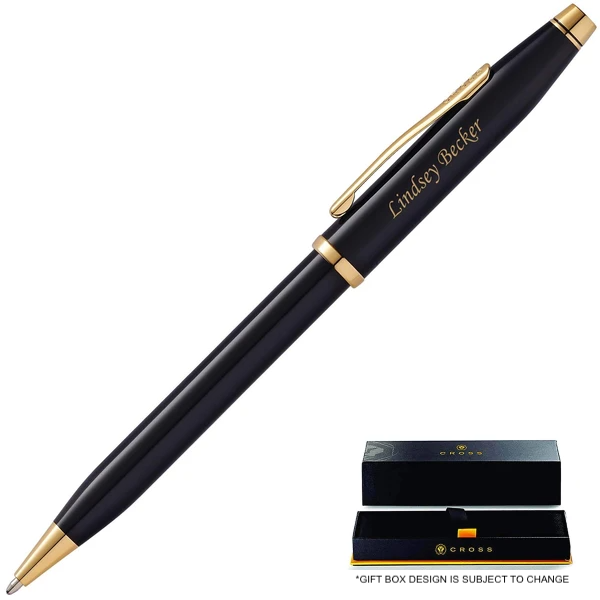 Cross Century II Ballpoint Pen -  Black Lacquer Gold Trim - KSGILLS.com | The Writing Instruments Expert