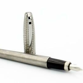 S. T. Dupont Olympio Stainless Steel Diamond Palladium Fountain Pen - KSGILLS.com | The Writing Instruments Expert