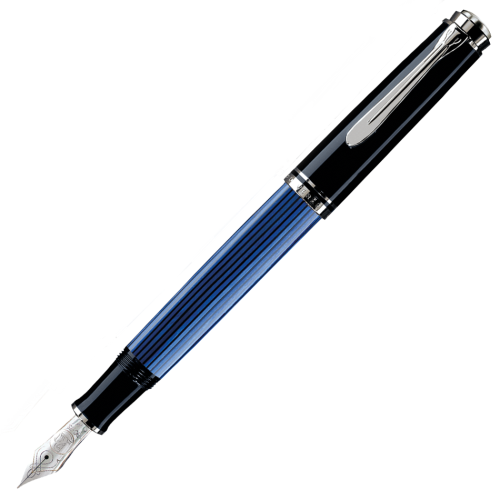 Pelikan Souveran M805 Fountain Pen - Black Blue Chrome Trim - KSGILLS.com | The Writing Instruments Expert