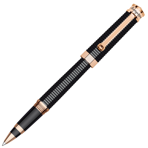 Montegrappa NeuroUno Linea Rollerball Pen -  Black Rose Gold Trim - KSGILLS.com | The Writing Instruments Expert