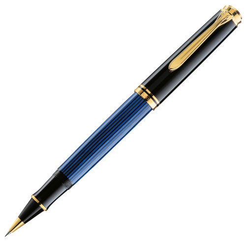 Pelikan Souveran R600 Rollerball Pen - Black Blue Gold Trim - KSGILLS.com | The Writing Instruments Expert