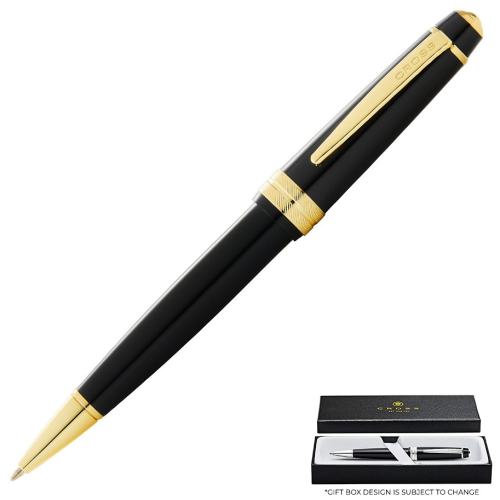 Cross Bailey Light Ballpoint Pen - Black Gold Trim Glossy Polished Resin - KSGILLS.com | The Writing Instruments Expert