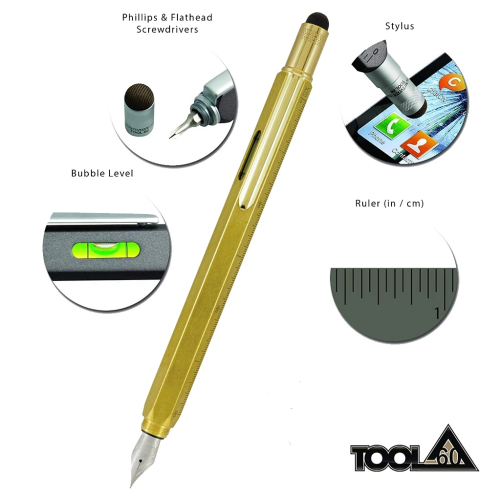 Monteverde Tool Pen Multifunction Fountain Pen - Brass - KSGILLS.com | The Writing Instruments Expert