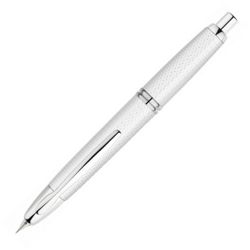Pilot Capless DECIMO Rhodium Trim Graphite White Fountain Pen - KSGILLS.com | The Writing Instruments Expert