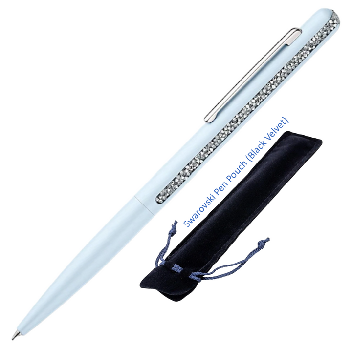 Swarovski Crystal Shimmer Ballpoint Pen - Blue Chrome Trim (with LASER Engraving) - KSGILLS.com | The Writing Instruments Expert