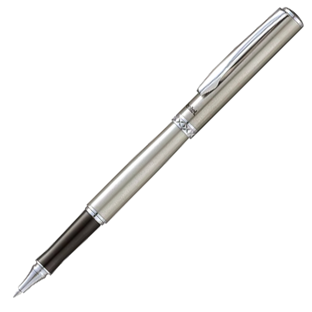 Pentel Sterling Standard Energel Rollerball Pen - Brushed Steel Chrome Trim (with LASER Engraving) - KSGILLS.com | The Writing Instruments Expert
