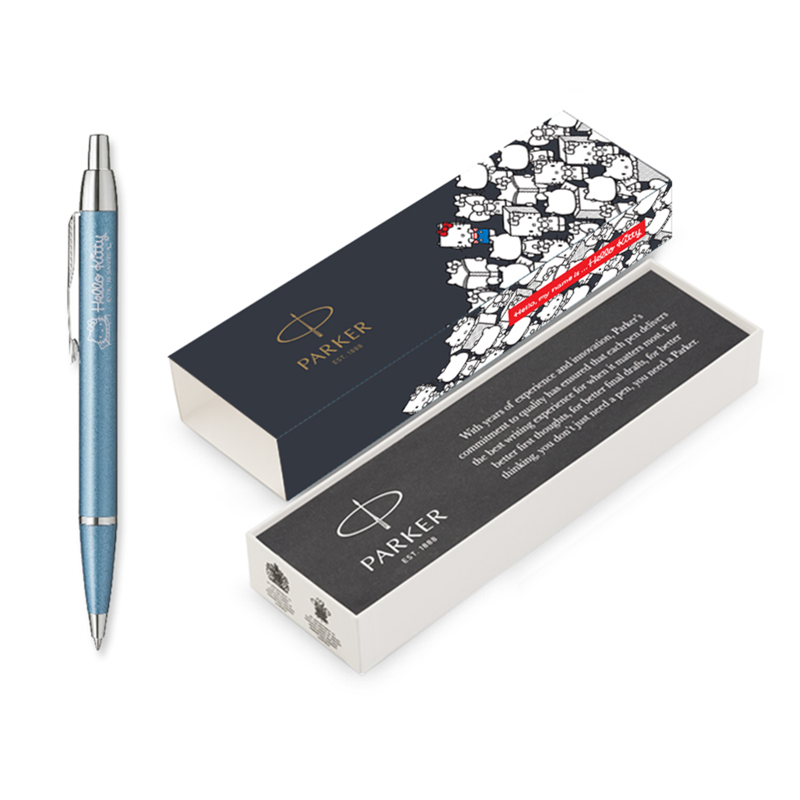 Parker IM Ballpoint Pen (Hello Kitty) - Pastel Blue Chrome Trim (Special Edition) - Refill Black Medium (M) - KSGILLS.com | The Writing Instruments Expert