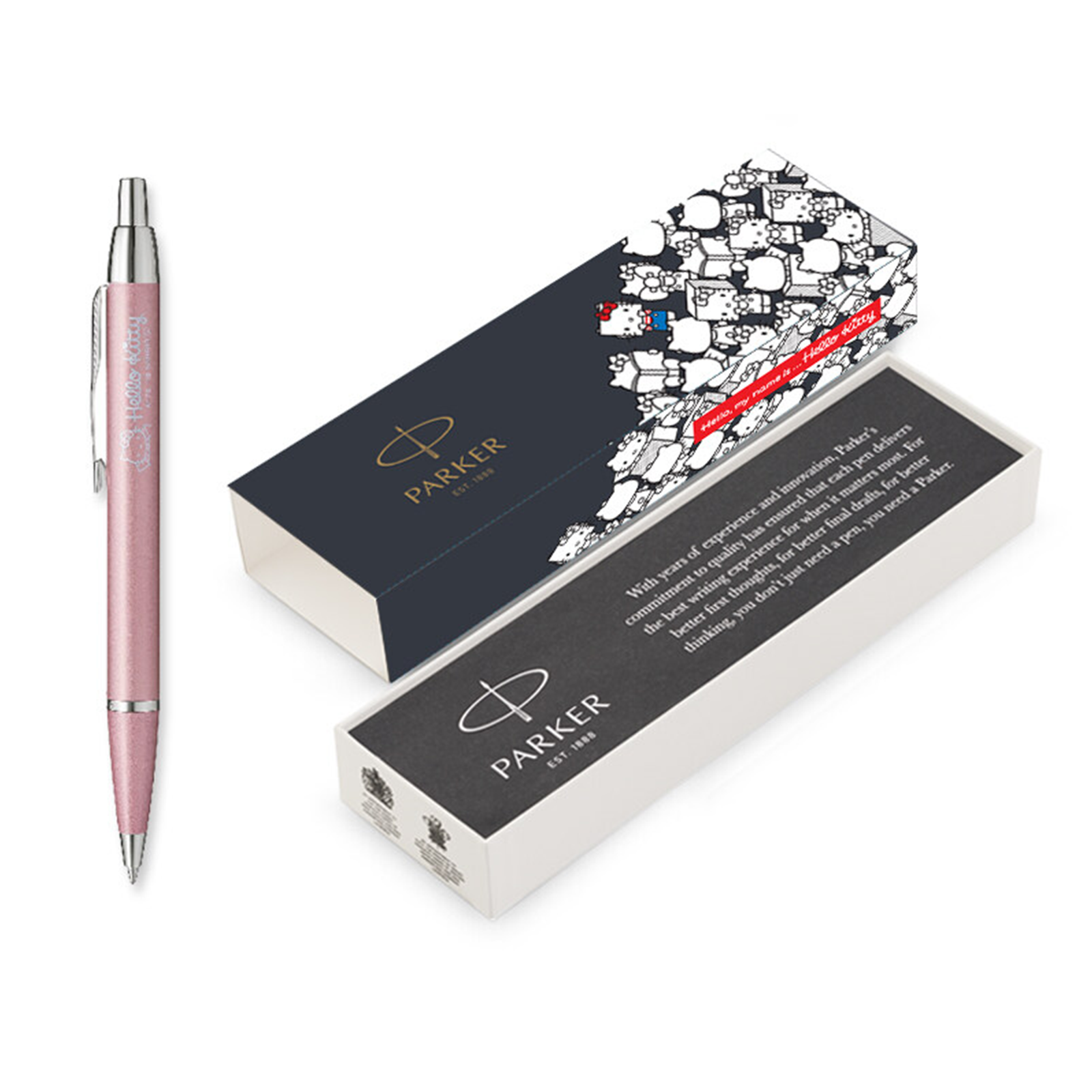 Parker IM Ballpoint Pen (Hello Kitty) - Pastel Pink Chrome Trim (Special Edition) - Refill Black Medium (M) - KSGILLS.com | The Writing Instruments Expert