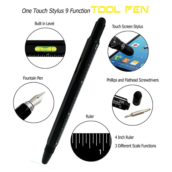 Monteverde One Touch Stylus Tool Pen Multifunction Fountain - Black - KSGILLS.com | The Writing Instruments Expert