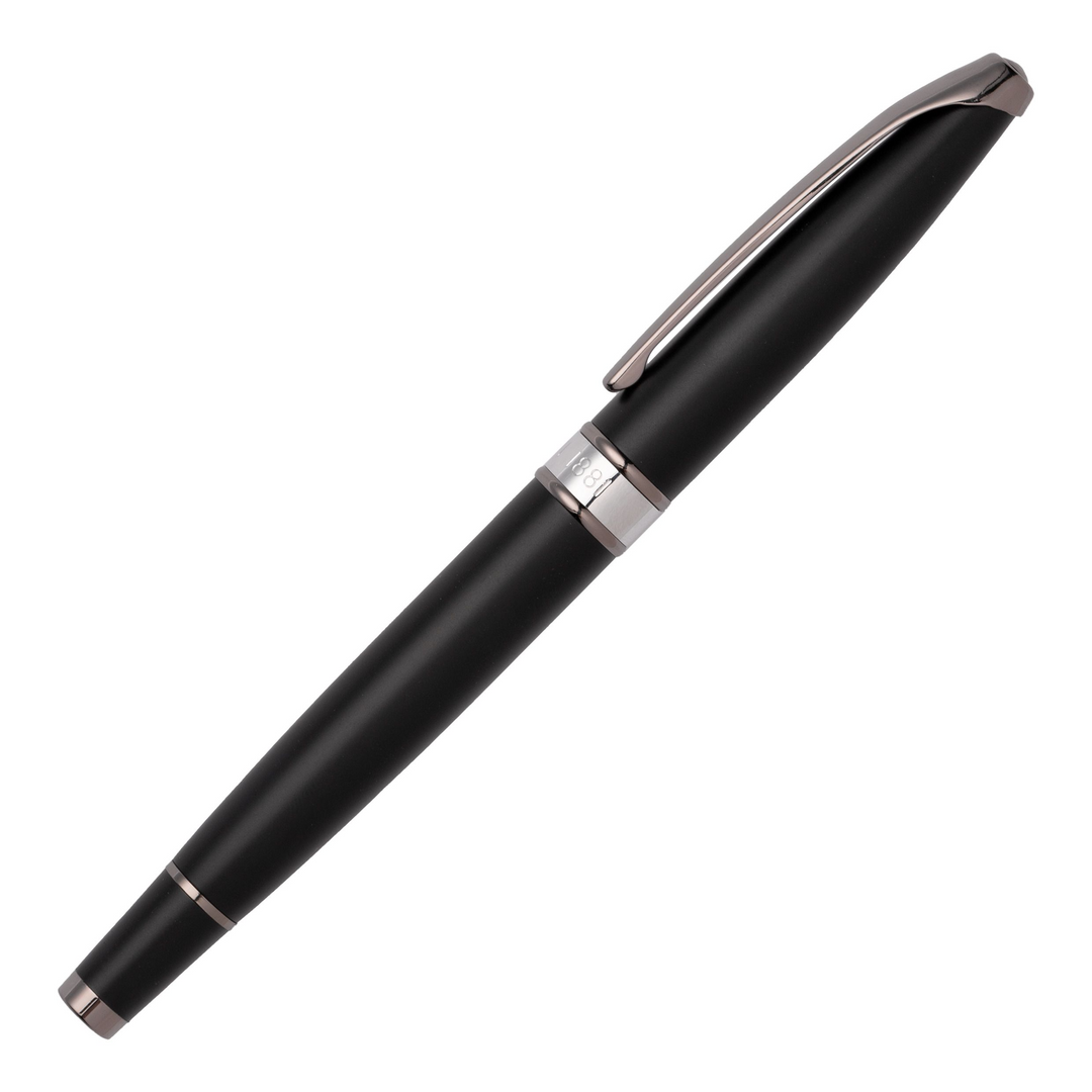 Cerruti 1881 Abbey Rollerball Pen - Matte Black Chrome Trim - KSGILLS.com | The Writing Instruments Expert