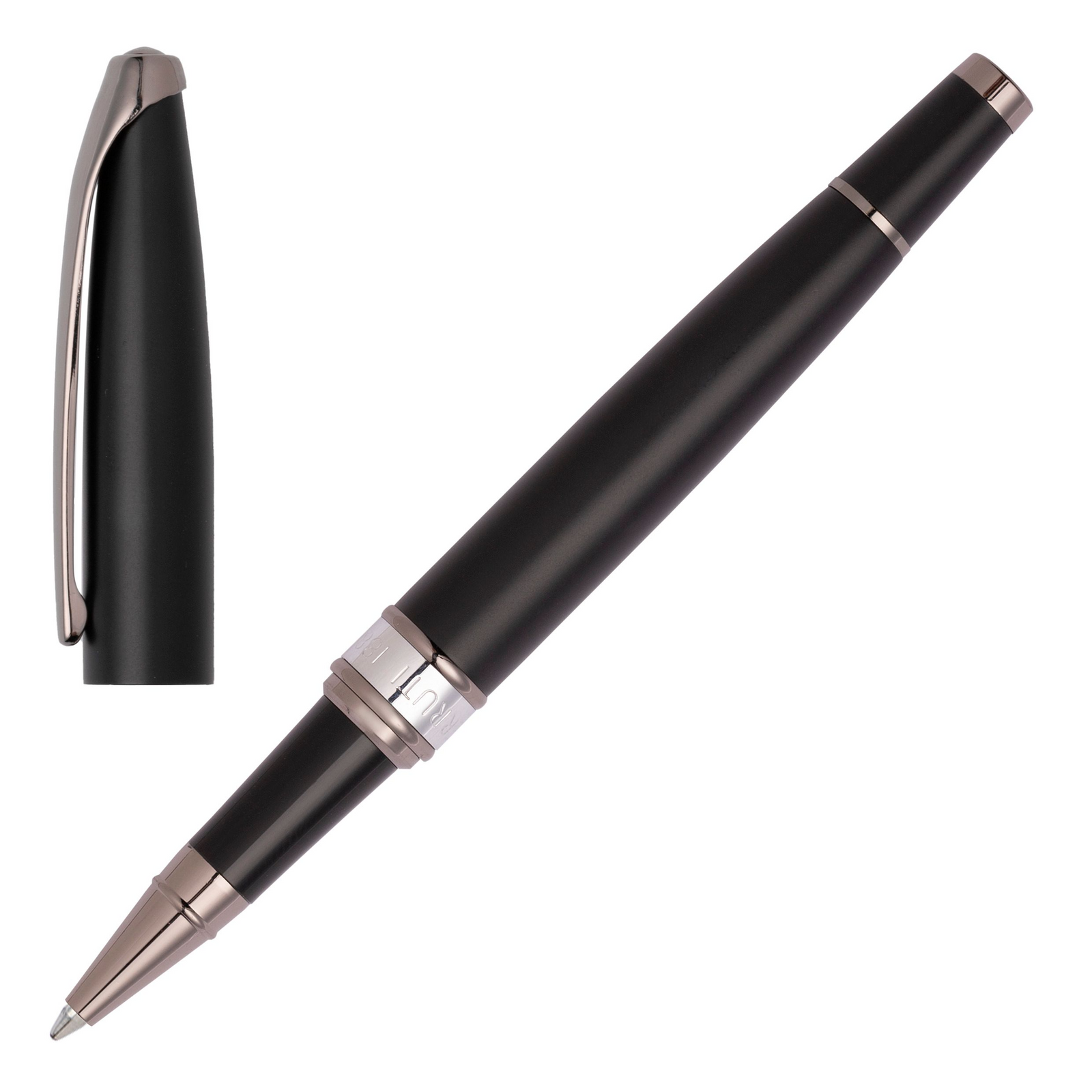 Cerruti 1881 Abbey Rollerball Pen - Matte Black Chrome Trim - KSGILLS.com | The Writing Instruments Expert
