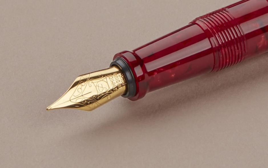 Onishi Seisakusho Handmade Cellulose Acetate Fountain Pen - Red Marble - KSGILLS.com | The Writing Instruments Expert